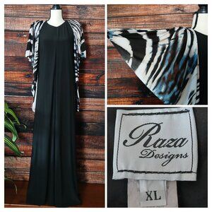 Raza Designs Vintage 80s Gown XL Unique Rare Maxi Dress Long Wing Sleeve US Made